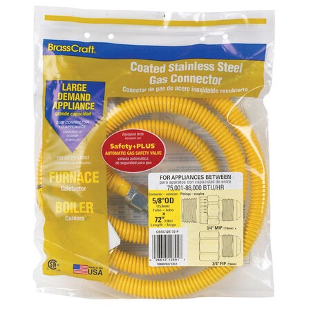 Safety Plus Eastman 3/4 in. MIP X 3/4 in. D FIP 72 in. Stainless Steel Gas Connector CSSC12R-72 P
